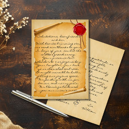 Tarjeta De Agradecimiento Boda De Sello De Cera Medieval Scroll