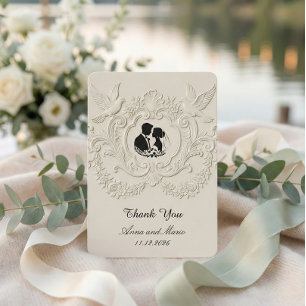 Tarjeta De Agradecimiento Boda de Silueta de Camafeo en Relieve Falso