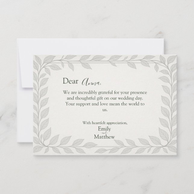 Tarjeta De Agradecimiento Boda de Silverleaf Elven (Anverso)