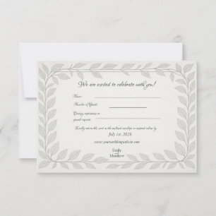 Tarjeta De Agradecimiento Boda de Silverleaf Elven - Diseño de Respuesta Hoj