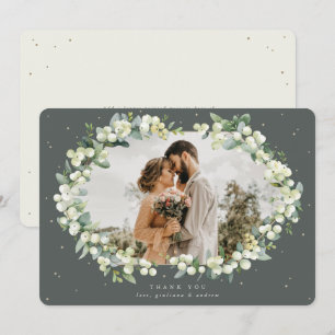 Tarjeta De Agradecimiento Boda de Snowberry verde/crema+Eucalyptus