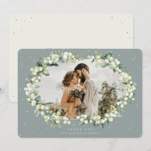 Tarjeta De Agradecimiento Boda de Snowberry verde/crema+Eucalyptus