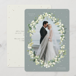 Tarjeta De Agradecimiento Boda de Snowberry verde/crema+Eucalyptus