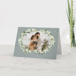 Tarjeta De Agradecimiento Boda de Snowberry verde + Eucalyptus