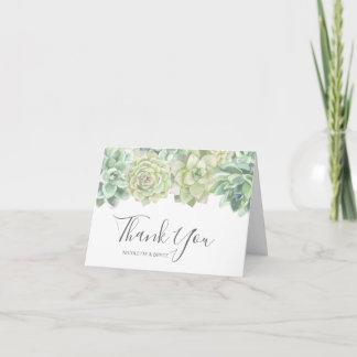 Tarjeta De Agradecimiento Boda de suculentos de color verde botánico