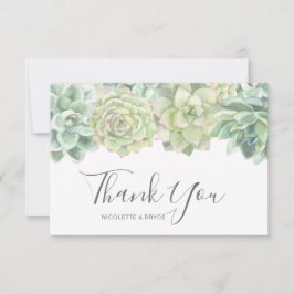 Tarjeta De Agradecimiento Boda de suculentos de color verde botánico