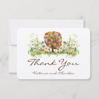 Tarjeta De Agradecimiento Boda de sucursal del lado forestal encantado
