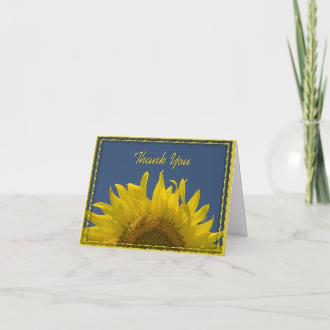 Tarjeta De Agradecimiento Boda de Sunflower Rising Bridesmaid Gracias (Anverso)