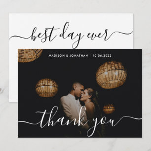Tarjeta De Agradecimiento Boda de superposición fotográfica de caligrafía de