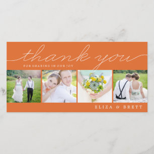 Tarjeta De Agradecimiento Boda de Sweet Collage Gracias Cartas - Naranja