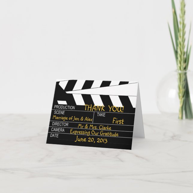 Tarjeta De Agradecimiento Boda de tema de película Gracias (Anverso)