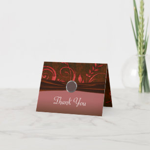 Tarjeta De Agradecimiento Boda de terciopelo rojo y rubí con remolino