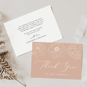 Tarjeta De Agradecimiento Boda de Terracota Rubeada de Dainty Floral