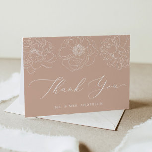 Tarjeta De Agradecimiento Boda de Terracota Rubeada de Dainty Floral
