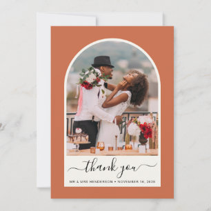 Tarjeta De Agradecimiento Boda de Terracotta con foto arcaica