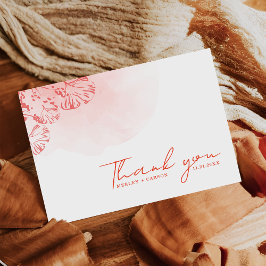 Tarjeta De Agradecimiento Boda de Terracotta de color de agua de Boho rústic