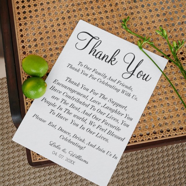 Tarjeta De Agradecimiento Boda de texto de caligrafía simple (Subido por el creador)