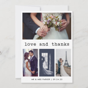 Tarjeta De Agradecimiento Boda de texto de máquina de escribir simple gracia