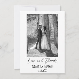 Tarjeta De Agradecimiento Boda de texto y fotografía simple y elegante