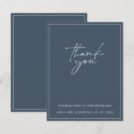 Tarjeta De Agradecimiento Boda de tipografía de guión de la opulencia azul r