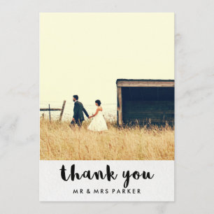 Tarjeta De Agradecimiento Boda de tipografía minimalista. Gracias