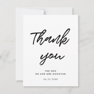 Tarjeta De Agradecimiento Boda de tipografía moderna