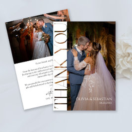 Tarjeta De Agradecimiento Boda de tipografía moderna