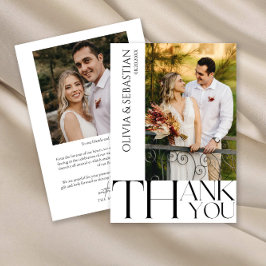 Tarjeta De Agradecimiento Boda de tipografía moderna