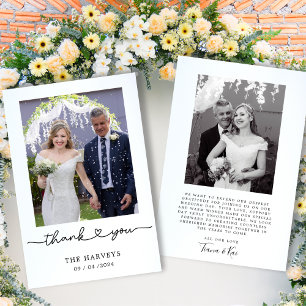 Tarjeta De Agradecimiento Boda de tipografía simple Minimalista de recién ca