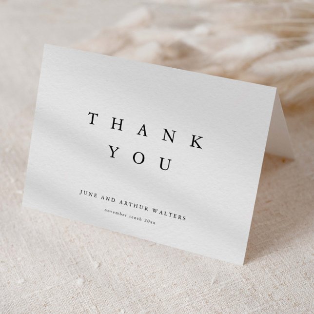 Tarjeta De Agradecimiento Boda de tipografía simple y elegante (Simple elegant typography wedding thank you cards.)