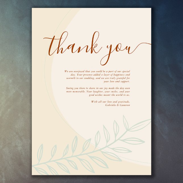Tarjeta De Agradecimiento Boda de tono de otoño mínimo de Boho (Subido por el creador)