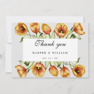 Tarjeta De Agradecimiento Boda de tulipanes de color agua