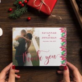 Tarjeta De Agradecimiento Boda de vacaciones Red Poinsettia