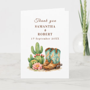 Tarjeta De Agradecimiento Boda de vaquero del desierto de cactus de Arizona