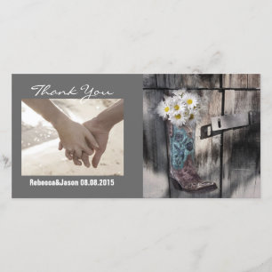 Tarjeta De Agradecimiento boda de vaquero rústico del campo occidental