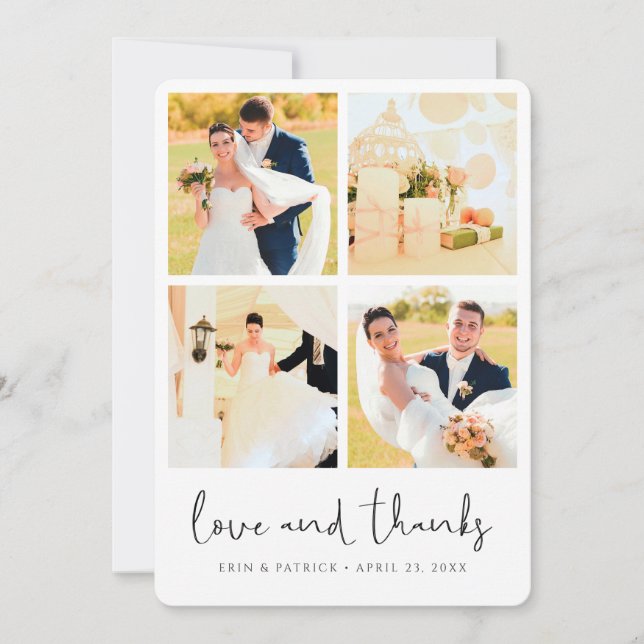Tarjeta De Agradecimiento Boda de varios Collages de fotos personalizado (Anverso)