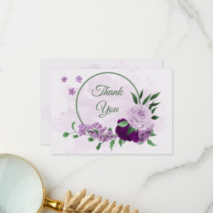 Tarjeta De Agradecimiento Boda de vegetación de flores moradas
