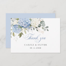 Tarjeta De Agradecimiento Boda de vegetación de hidrangea blanca azul floral