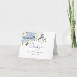Tarjeta De Agradecimiento Boda de vegetación de hidrangea blanca azul floral