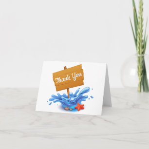 Tarjeta De Agradecimiento Boda de verano azul olas del océano gracias náutic