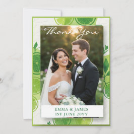 Tarjeta De Agradecimiento Boda de verano con lima cítrica y verde chartreuse
