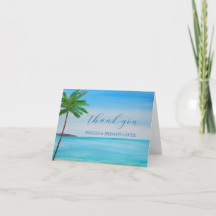 Tarjeta De Agradecimiento Boda de verano costero en la playa tropical Gracia