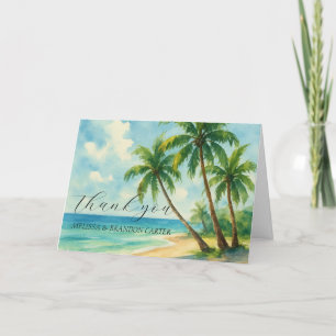 Tarjeta De Agradecimiento Boda de verano costero en la playa tropical Gracia