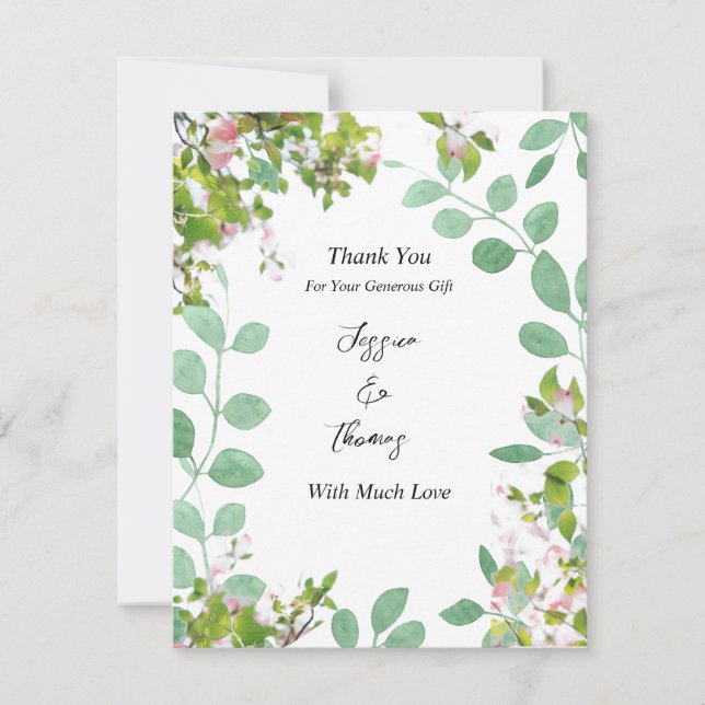 Tarjeta De Agradecimiento Boda de verano de Eucalyptus Romántico (Anverso)