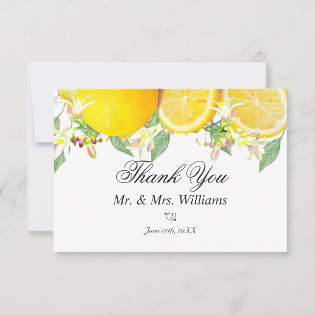 Tarjeta De Agradecimiento Boda de verano de Lemon Boho Moderno (Anverso)