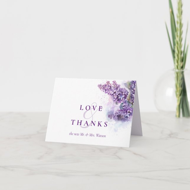 Tarjeta De Agradecimiento Boda de verano de primavera de Lilacs (Anverso)