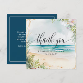 Tarjeta De Agradecimiento Boda de verano de Watercolor Beach