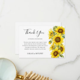 Tarjeta De Agradecimiento Boda de verano elegante con girasoles