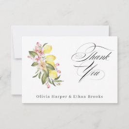 Tarjeta De Agradecimiento Boda de verano floral con limón