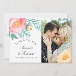 Tarjeta De Agradecimiento Boda de verano floral de menta tropical gracias